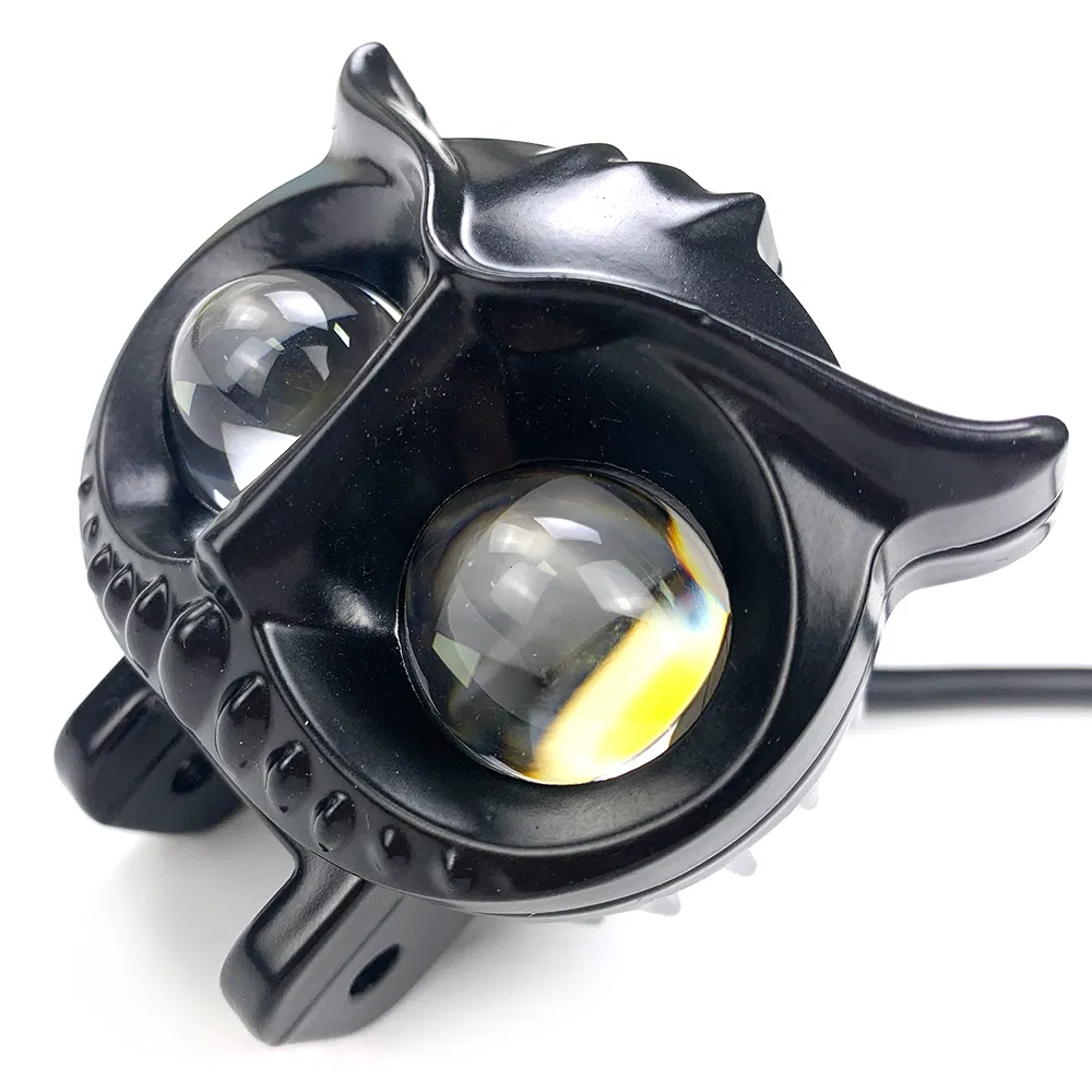 Sistema de Iluminação de Farol Mini para Motocicleta com Lente Protetora LED Spot Dual Color Branco Amarelo