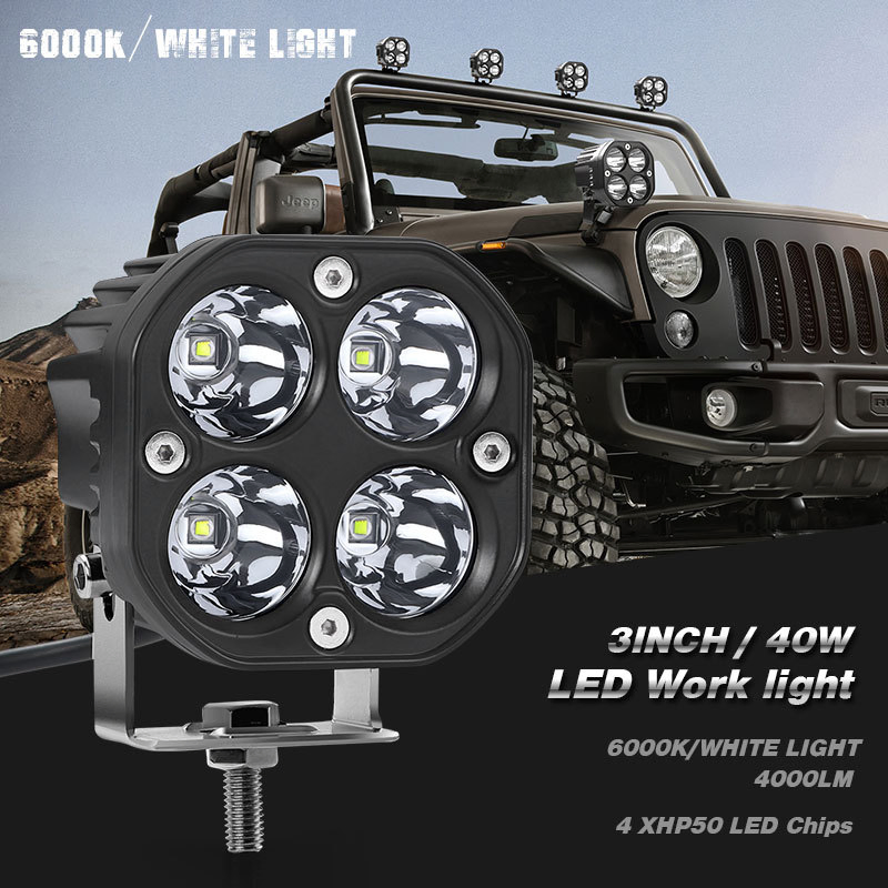 4X4 luz de trabalho LED para motocicleta off-road 3.0 polegadas tratores 40W sistema de luz LED para caminhão