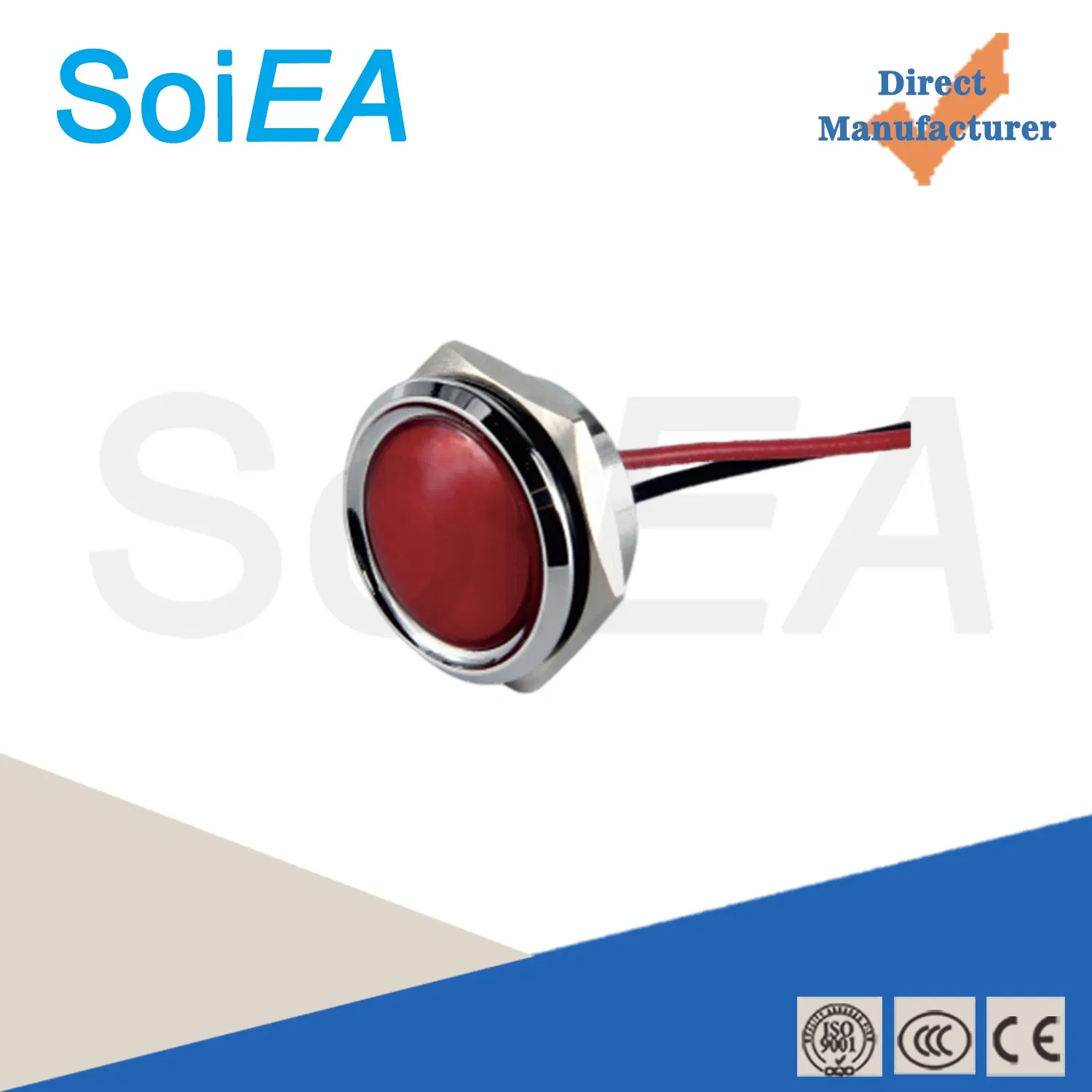 IP67 Avaliado 19mm Luz Indicadora LED de Cúpula Metálica de Alta Brilho Luz LED Vermelha