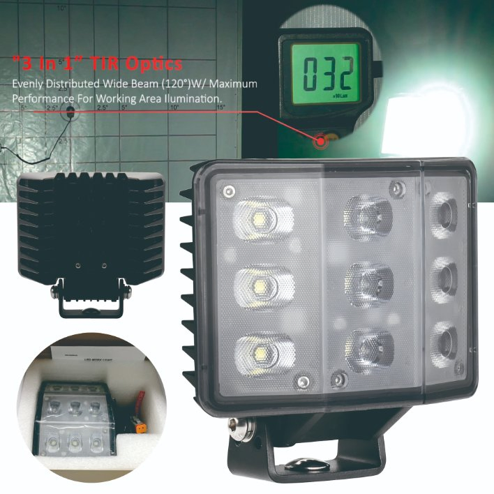 Luzes de Trabalho LED 90W Iluminação de Trabalho de Alta Potência com Feixe Difuso para Automóveis
