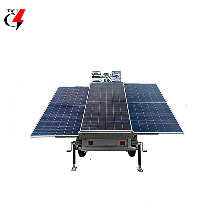 Torre de Luz Solar para Trailer 4X150W 5000K Luzes LED de Dia IP44 Sistema de Iluminação Externa