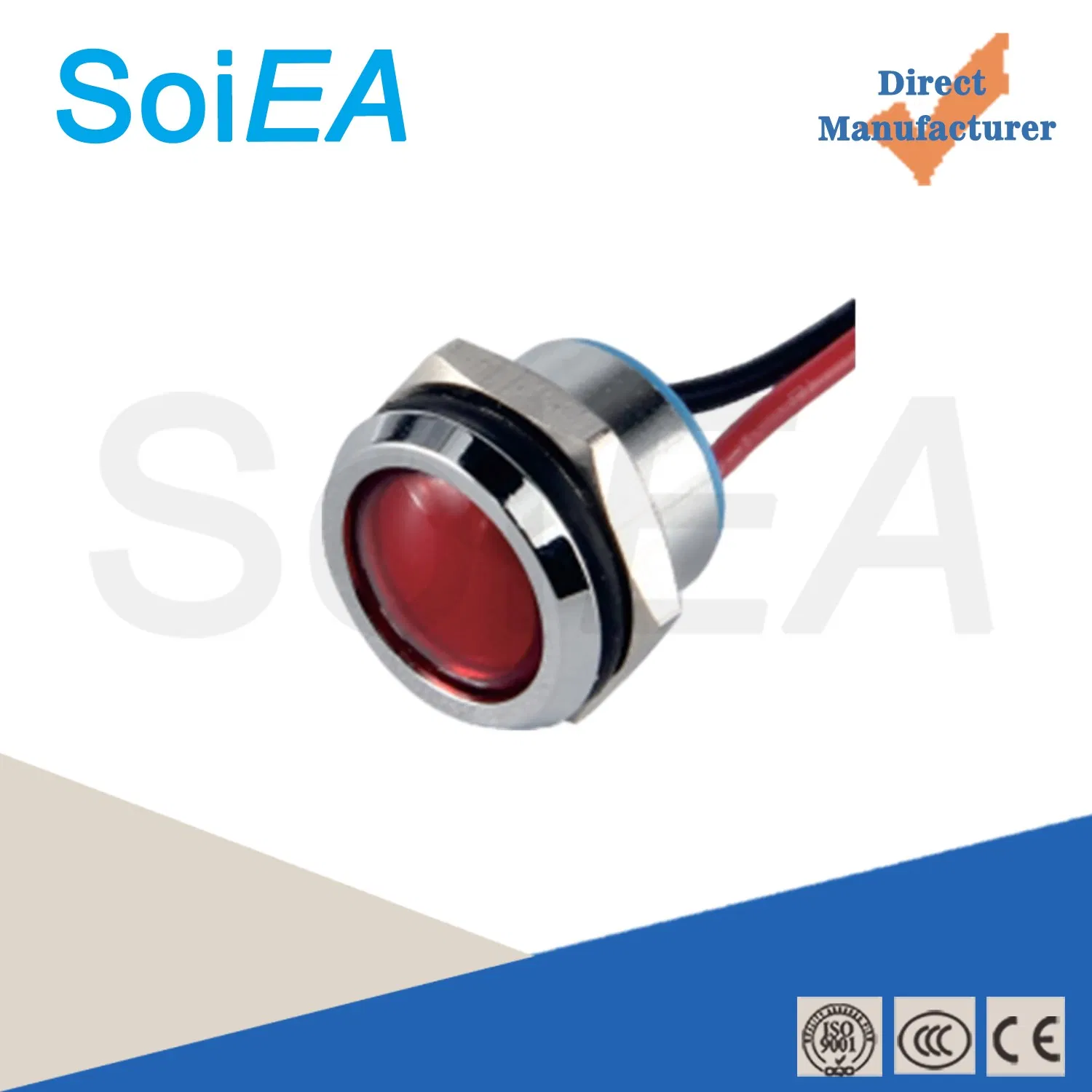 IP67 Avaliado 19mm Luz Indicadora LED de Cúpula Metálica de Alta Brilho Luz LED Vermelha