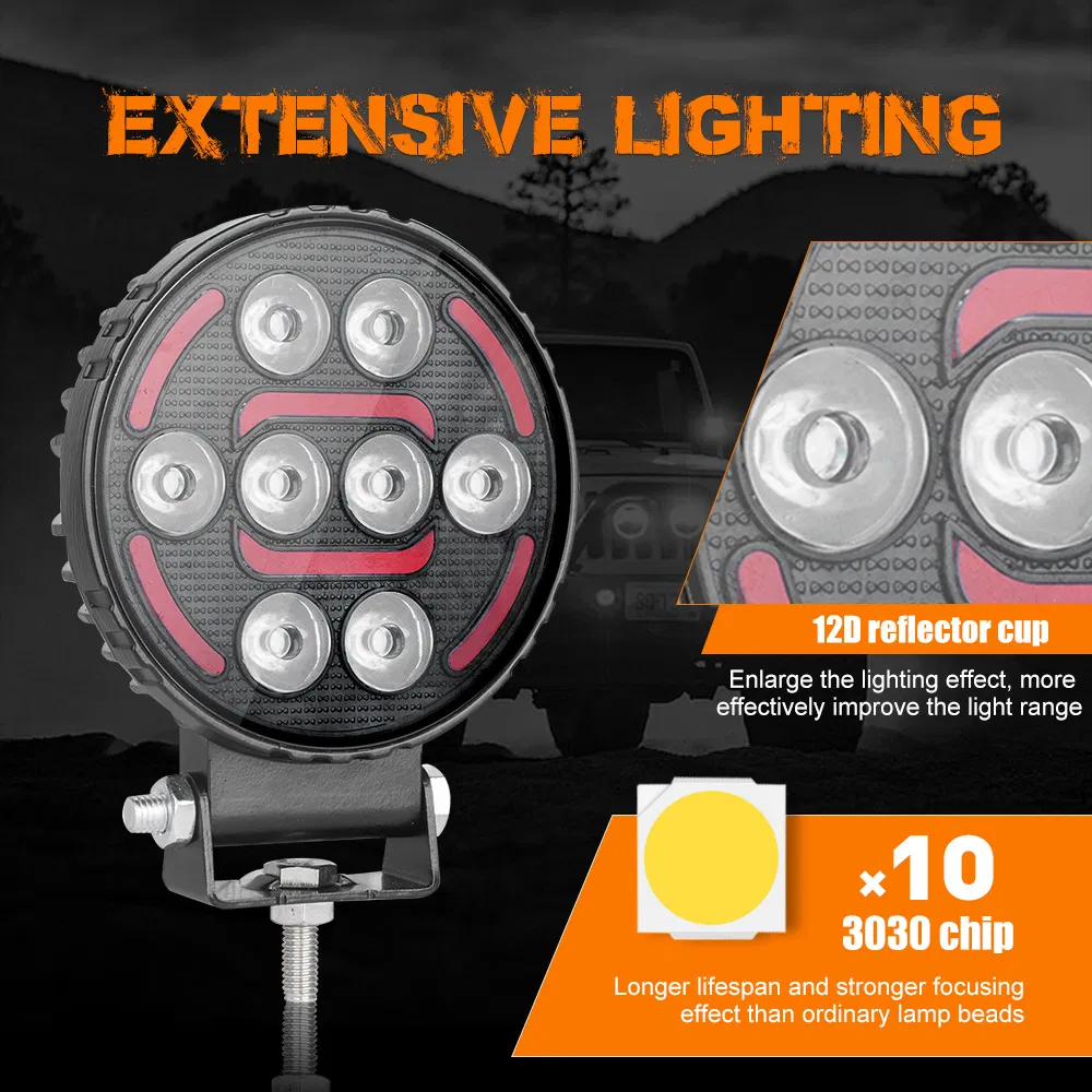 Super Duty 30W Luz de Trabalho Ultra Brilhante e à Prova d'Água IP68 para UTV, Carro, Veículo Marinho, Agrícola