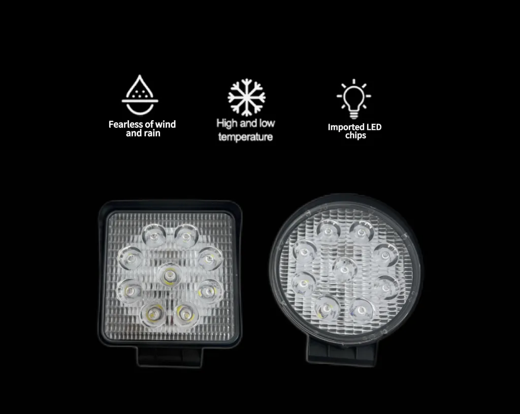 27W Luzes de Trabalho LED Amarelas e Brancas para Motocicletas Adequadas para Veículos Agrícolas