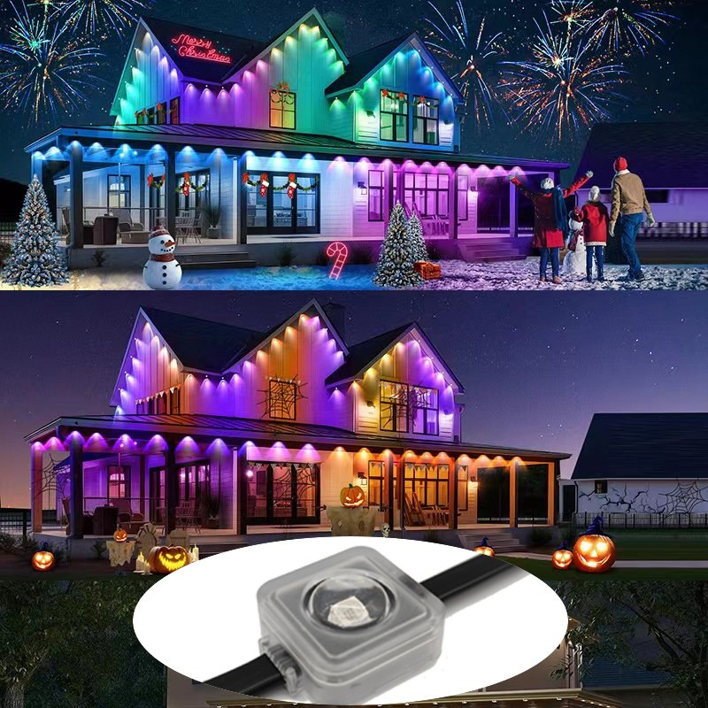 Luzes de LED decorativas inteligentes para eaves de Natal coloridas DMX512 Luzes de palco