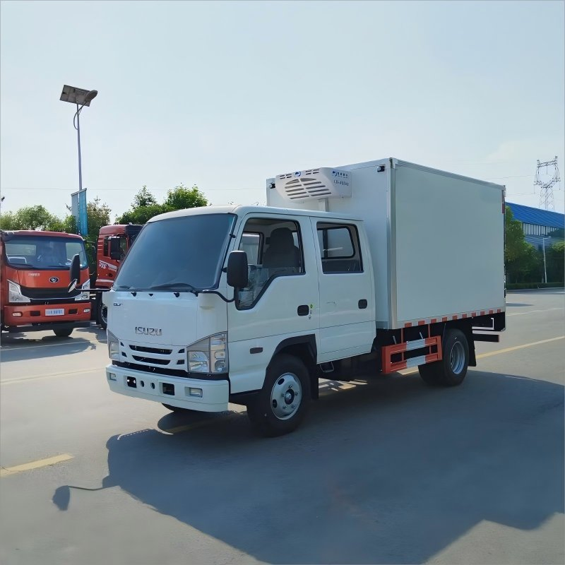 4X2 Caminhão Refrigerado Isuz U 20 Tonelada Cabine Dupla Van Isolada para Transporte de Alimentos, Refrigerador, Congelado, Cadeia Fria, Logística, Transporte de Carne Fresca