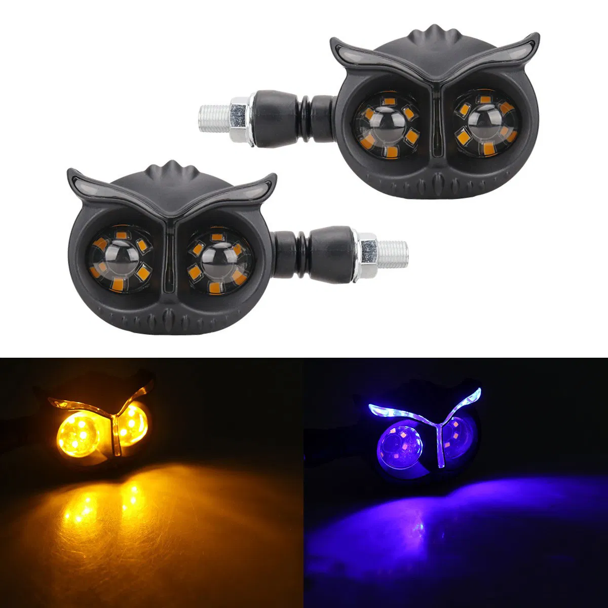 2PCS Sinalizadores LED de Motocicleta Universal Owl Luzes Indicadoras Âmbar Pisca-Piscas Sistema de Iluminação para Motocicleta