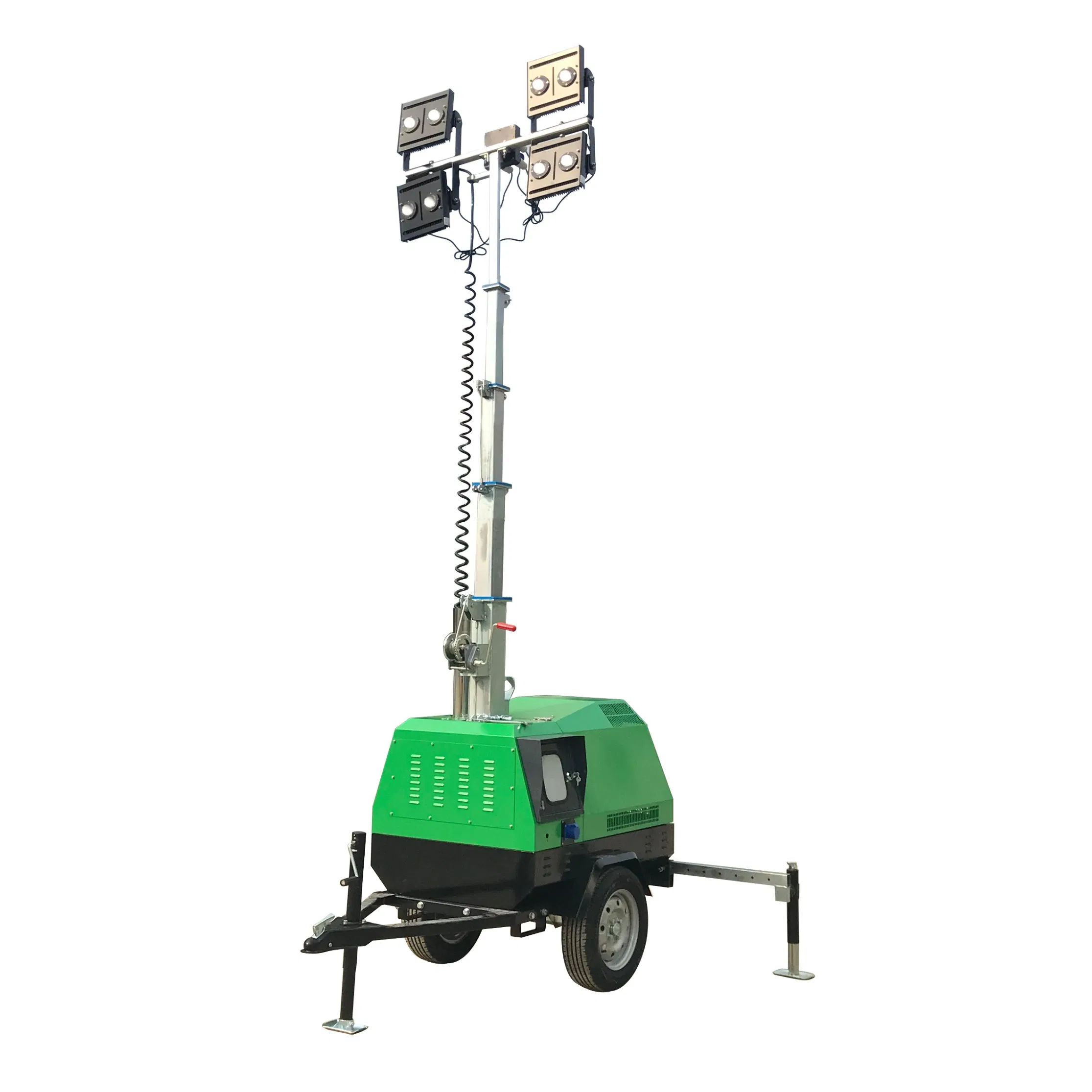 5m/7m/9m Veículo de Iluminação com Elevador Elétrico Manual 2kw/4kw /6kw Gerador a Diesel com 1000W*4 Haleto de Ouro Light/400W*4LED Luz