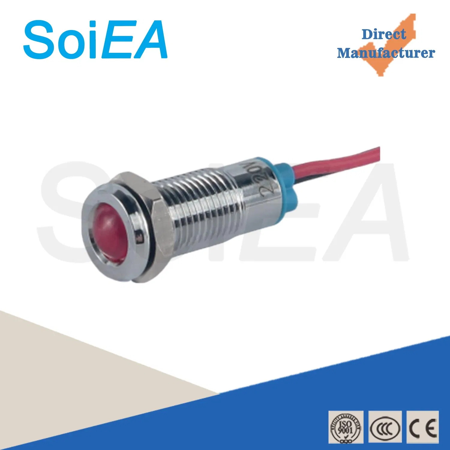16mm Lâmpada de Sinal de Metal Preto, Latão, Aço Inoxidável, Revestido de Níquel IP67 Avaliado 6V Terminal de Parafuso LED