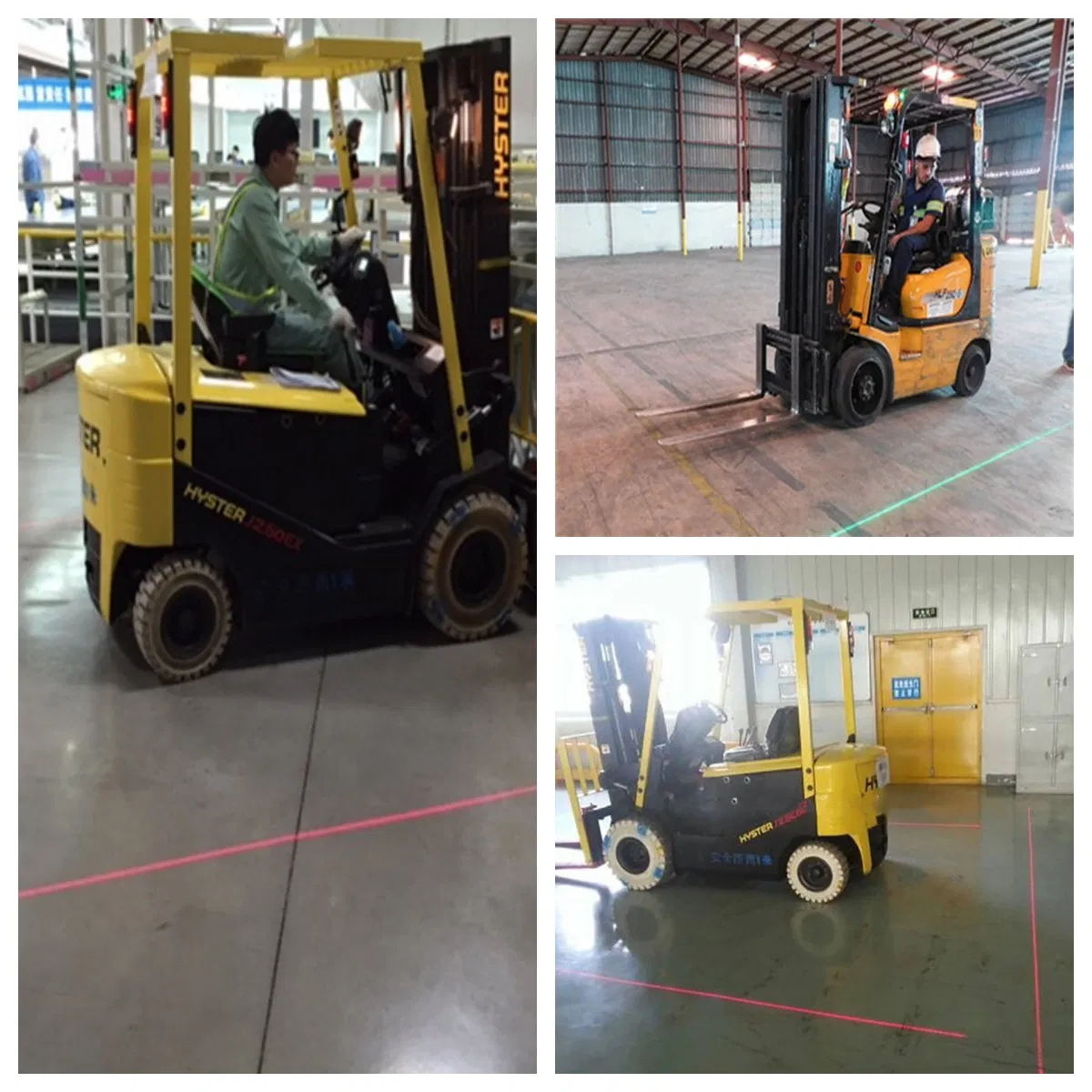 IP67 Automotivo 9-80VDC Luz de Alerta de Zona de Segurança Lateral Montada a Laser Vermelha Verde Azul para Empilhadeira com Ímã Forte para Armazém