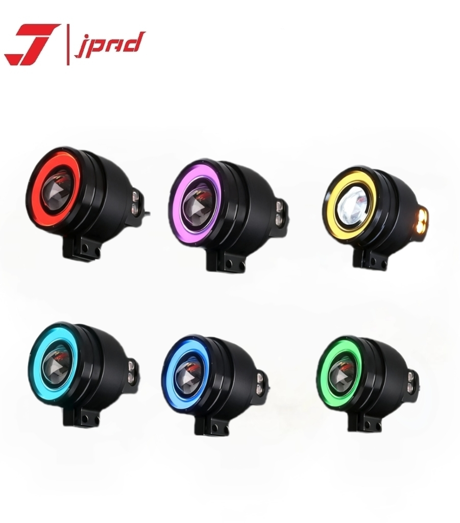 Jpad J1s Farol de LED para Motocicleta 6-Color Luz Auxiliar Halo Branca Amarela IP67 Acessórios para Motocicleta à Prova d'Água Sistema de Iluminação de Farol e Luz de Neblina