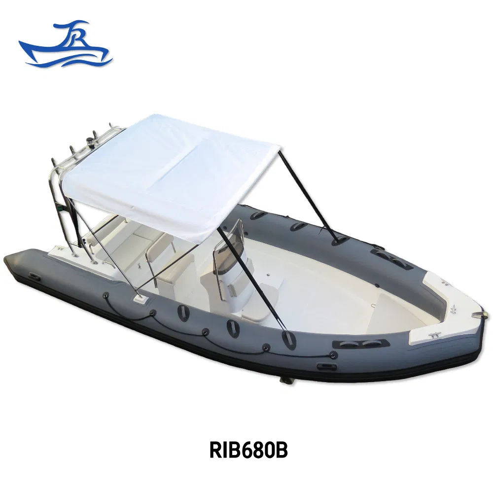 China Custom 23FT 6.8m Yacht Lightweight Motor Rigid Fiberglass Inflatable Bass Fishing and Rescue Boat 680 Rib Sport Boat