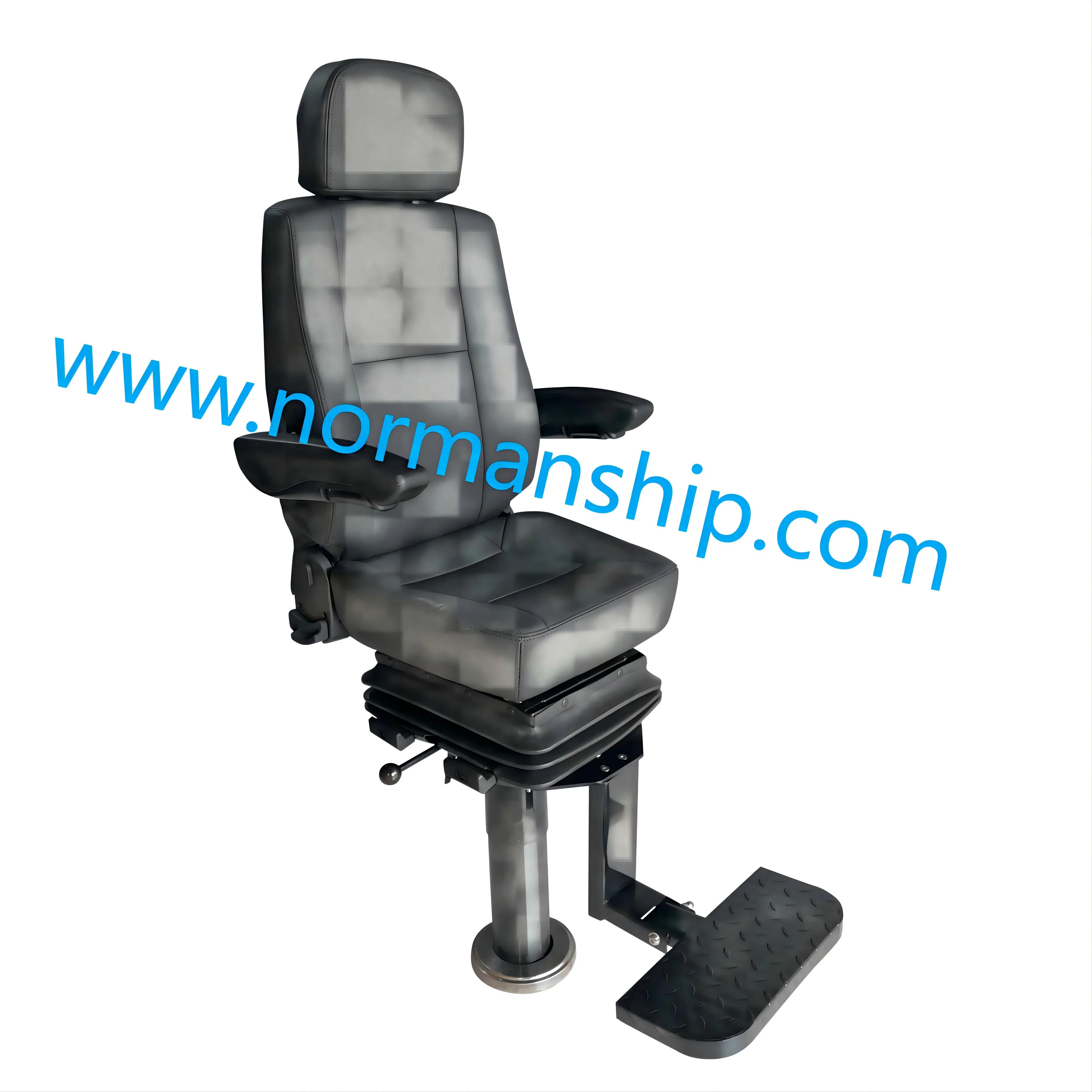 China Marine Seat Flame Retardant PVC Rotatable Captain Helms Pilot Chair with Steel Adjustable Armrest Footrest for Boat Ship Vessel