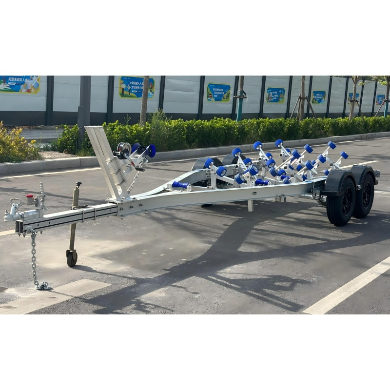 19 FT Aluminum Boat Trailer with Single Axle Wobbly Rollers