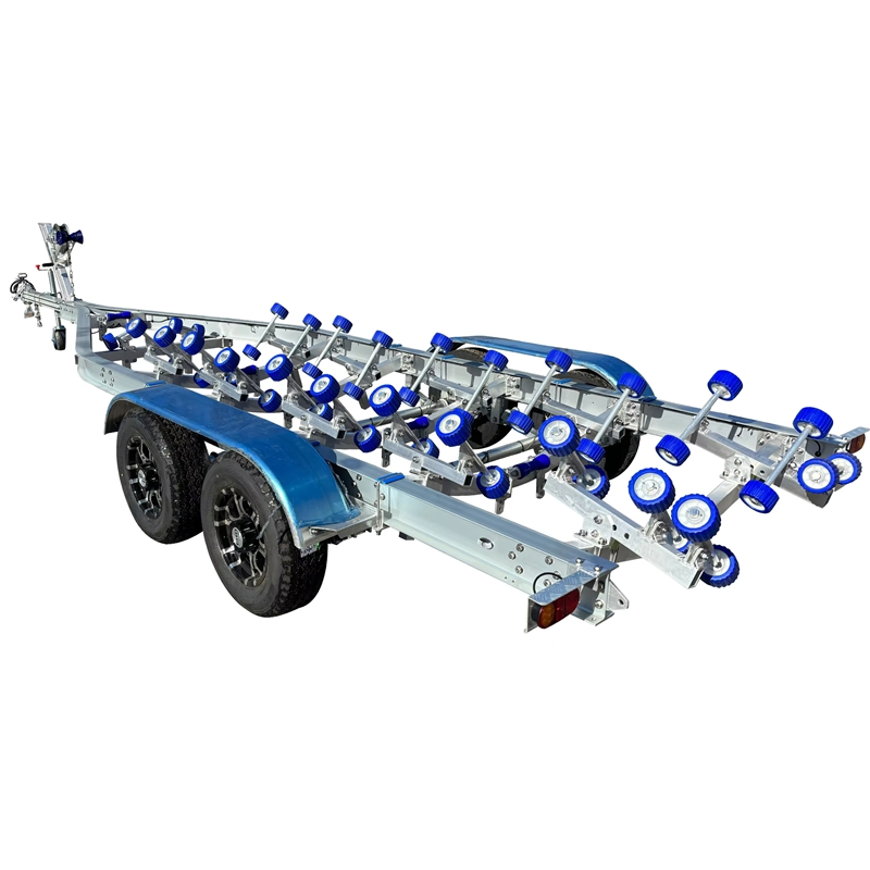 27FT 3.5t Tandem Axle Hydraulic Brake Rollers Style Aluminum Alloy Boat Trailer
