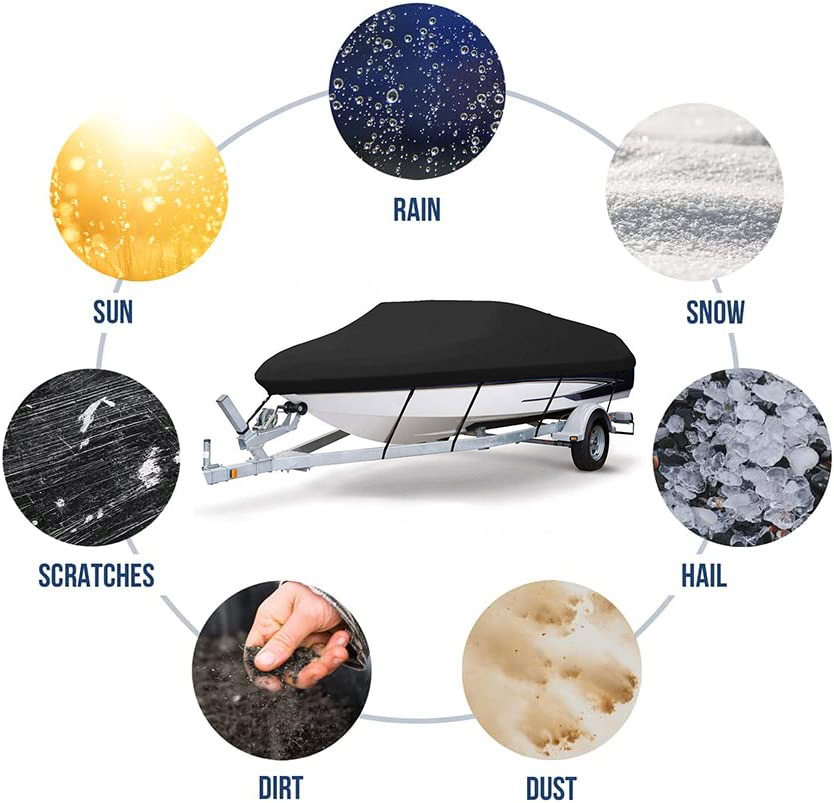 Durable 600d Waterproof Trailerable Boat Cover Tear Proof All Weather Protection