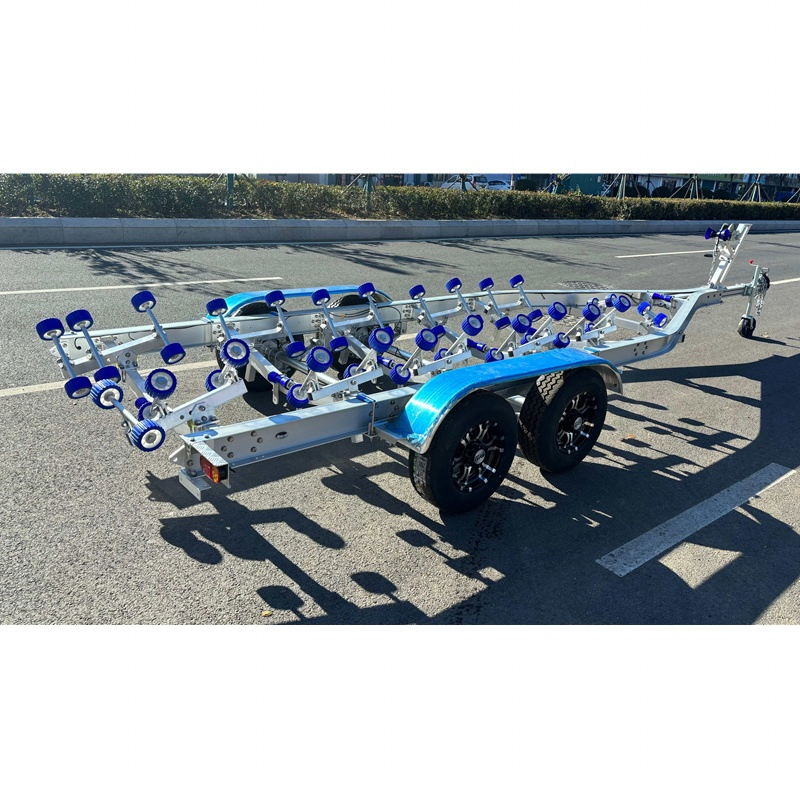 3.5t 8200mm Tandem Axle Hydraulic Brake Rollers Style Aluminum Boat Trailer
