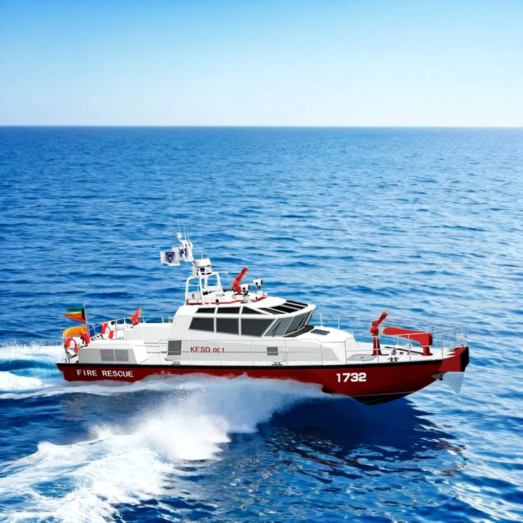 17m High Speed Fiberglass / Aluminium Fire Fighting and Rescue Work Boat for Sale