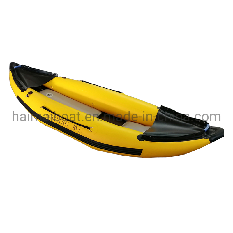 9FT 2.8m Single Person Using Whitewater Slalom Canoe Kayak 0.9mm PVC Inflatable Boats River Kayak Canoe with Perspex Glasses Underwater