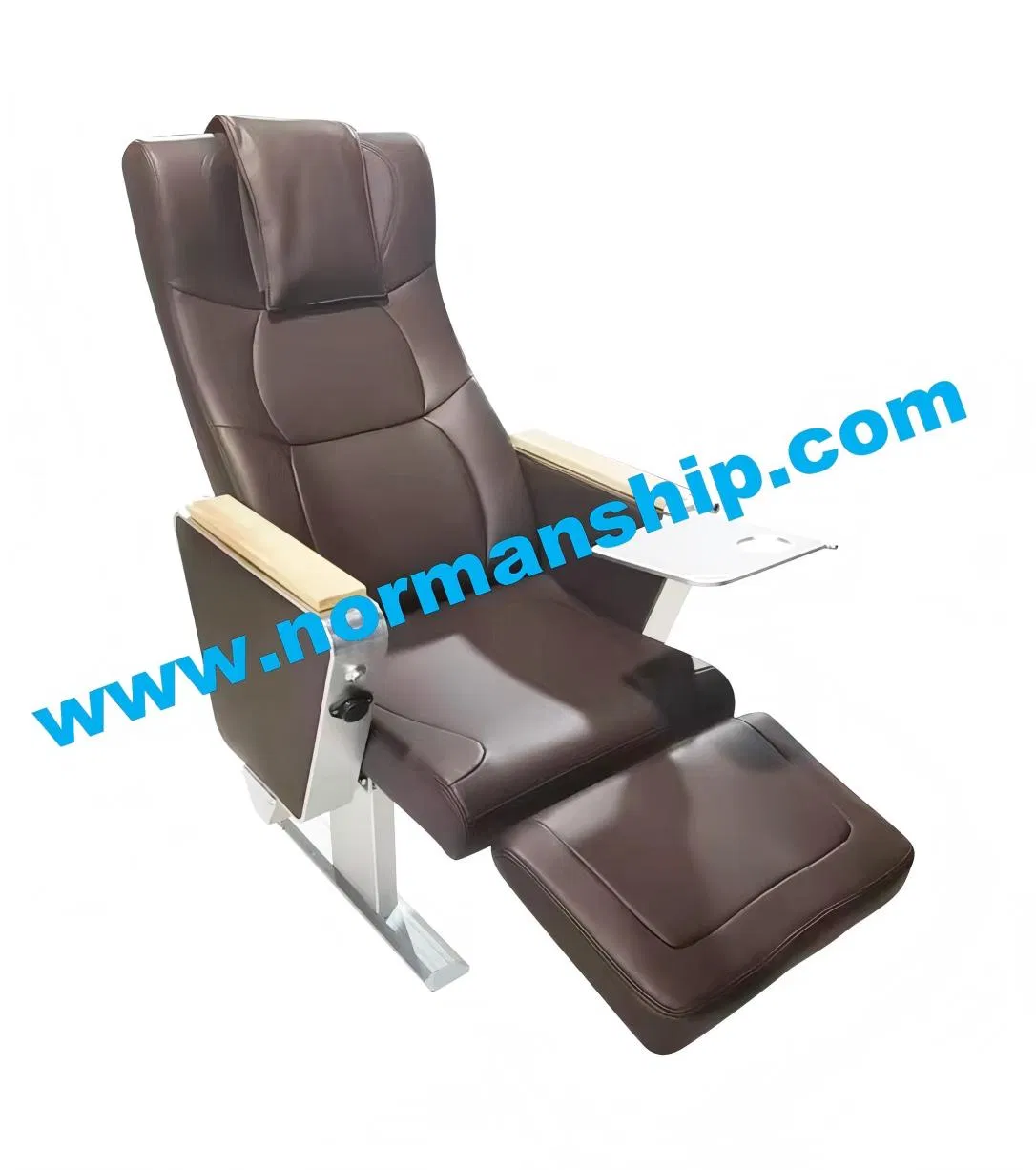 Marine Boat Customized Upholstered PVC Aluminum Alloy Luxury Ferry Passenger Seat Chair with Leg Rest Food Tray for Passenger Ship