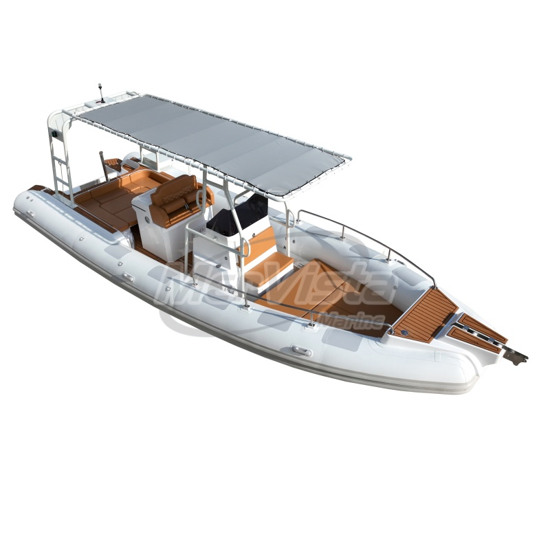 Wholesale 28FT 8.6m Semi-Rigid Motor Fiberglass Hull Rib Orca Inflatable Fishing Speed Boat Yacht with Hard Top