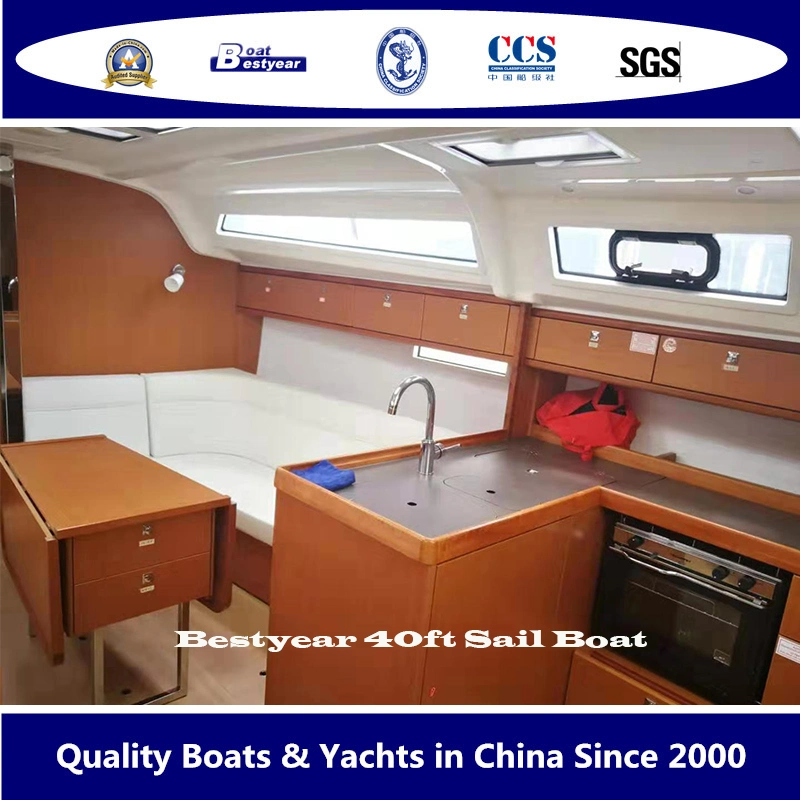 Bestyear 40FT Fiberglss Luxury Sail Boat for 12 Passengers