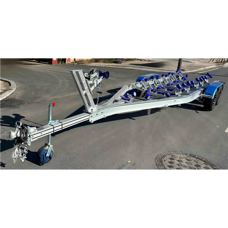 3.5t 8200mm Tandem Axle Hydraulic Brake Rollers Style Aluminum Boat Trailer