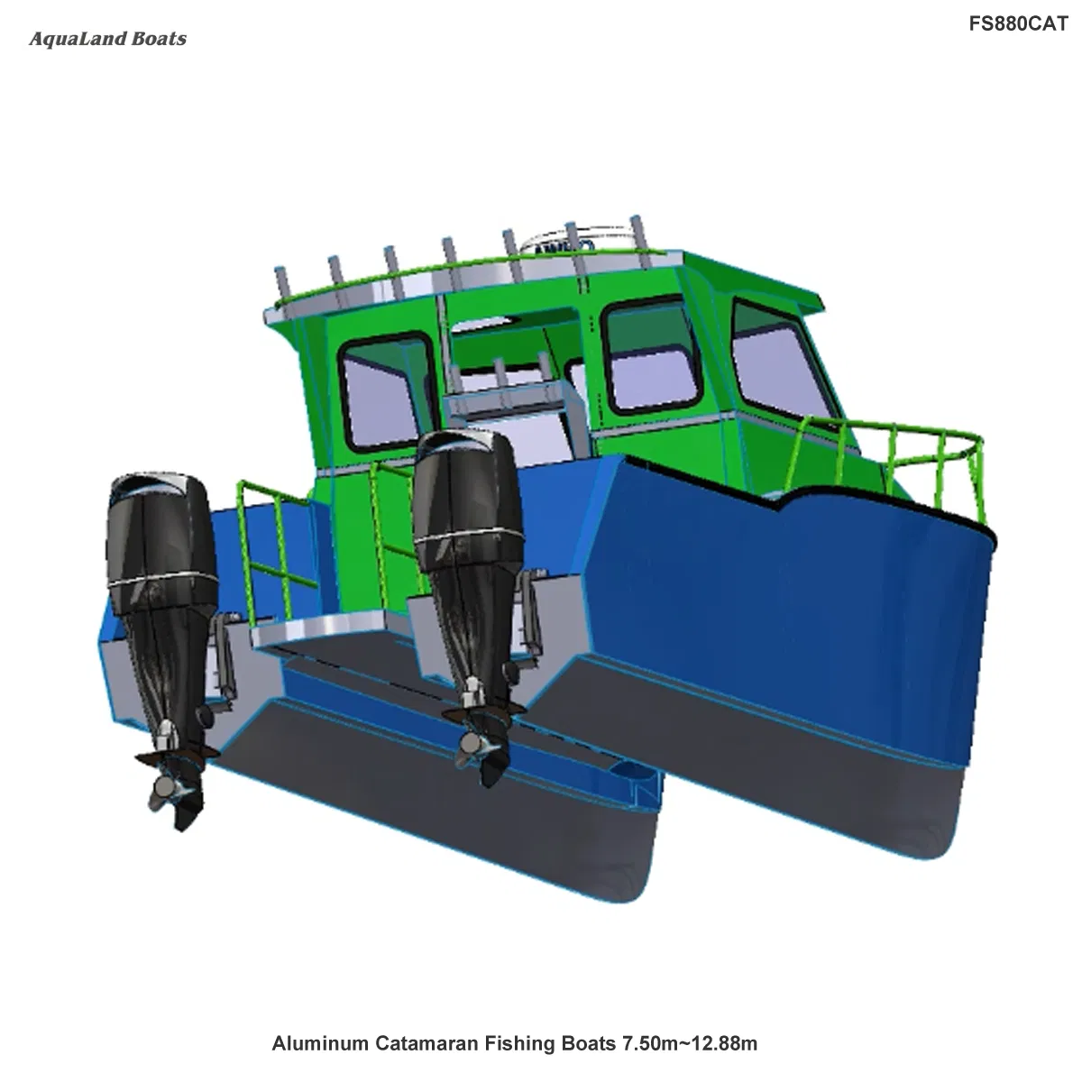 Aqualand 7m~13m Aluminum Catamaran /Speed/Rib/Rescue/Diving/Patrol/Aluminium/Fishing/Motor/Passenger/Yacht/Pleasure/Party /Boat/Fs880cat