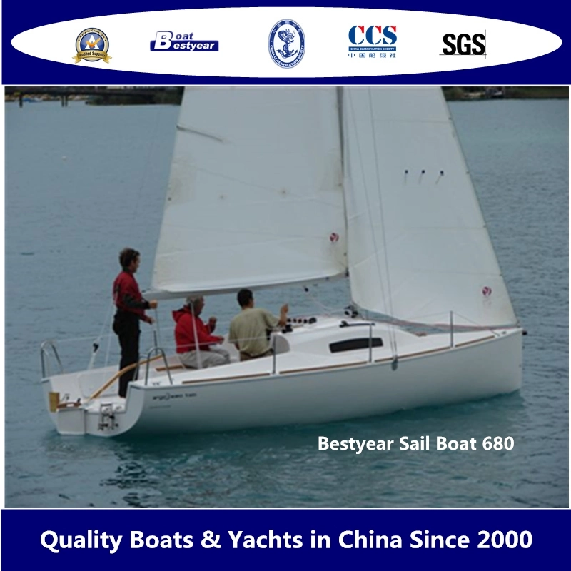 Bestyear 6.8m Fiberglass Sport Sail Boat for 10 People