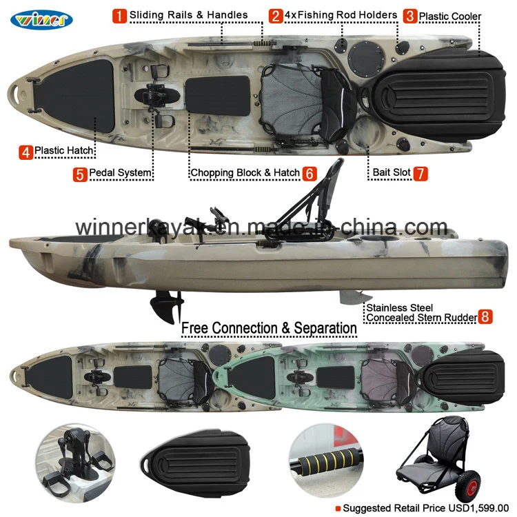 The Top Design Single Fishing Kayak with Paddle