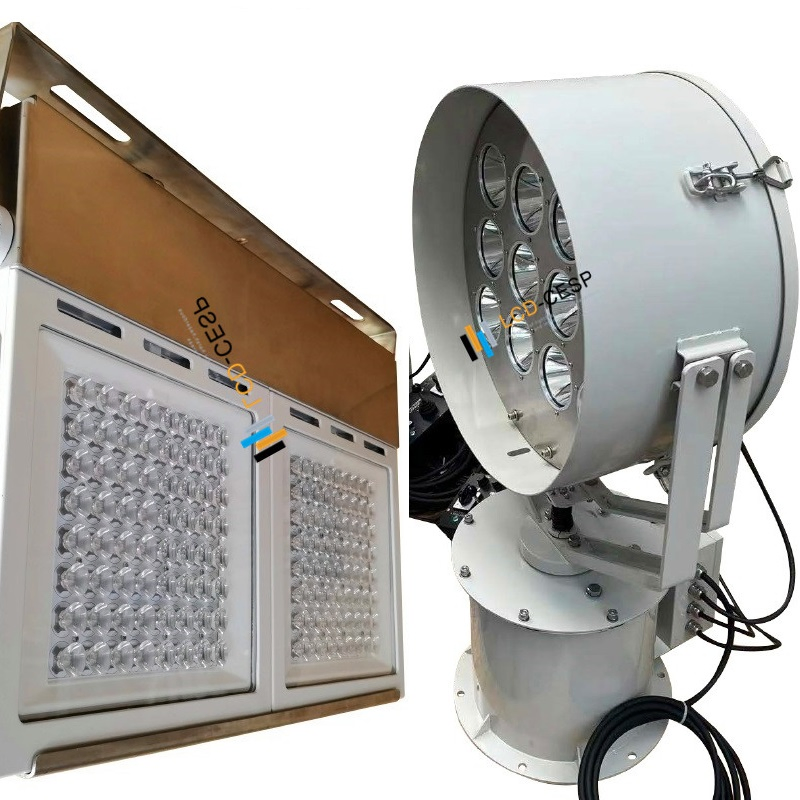 Marine Spot Lamps 1000W-1200W, LED Boat Spotlight, 100-277V, 8deg, 1km-3km Search Lighting