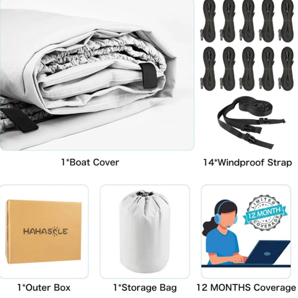 Upgraded 1200d T-Top Boat Cover 100% Waterproof Heavy Duty Tear-Resistant Polyester with Motor Cover for Center Console Boat with T Top Roof, 22'-24' Long Beam