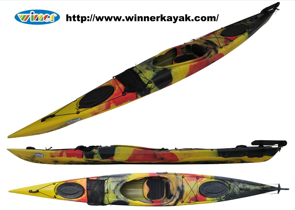 One Person Sit in Plastic Ocean Canoe