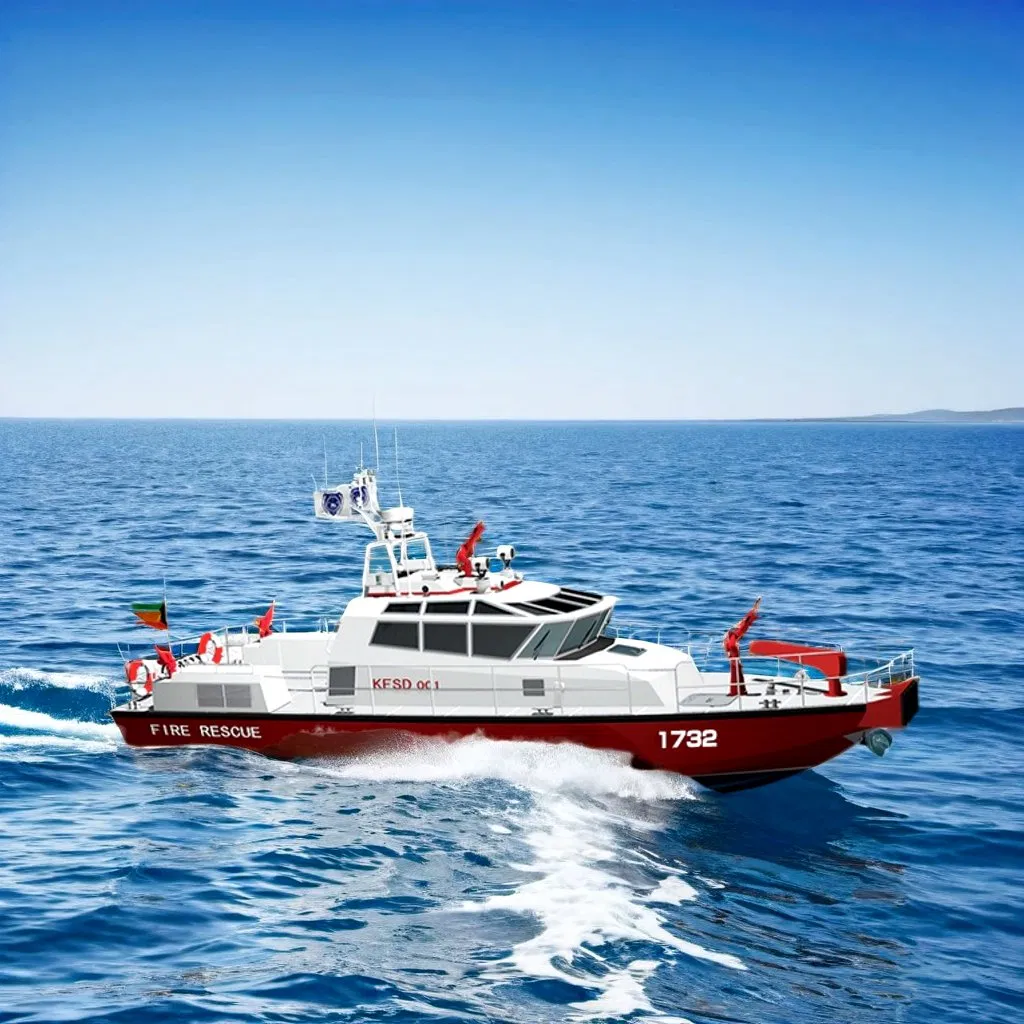 17m High Speed Fiberglass / Aluminium Fire Fighting and Rescue Work Boat for Sale