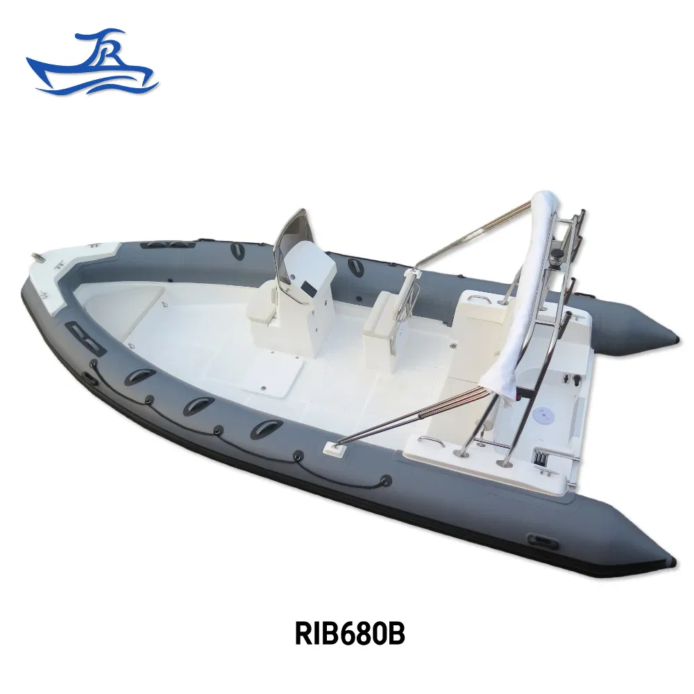 China Custom 23FT 6.8m Yacht Lightweight Motor Rigid Fiberglass Inflatable Bass Fishing and Rescue Boat 680 Rib Sport Boat