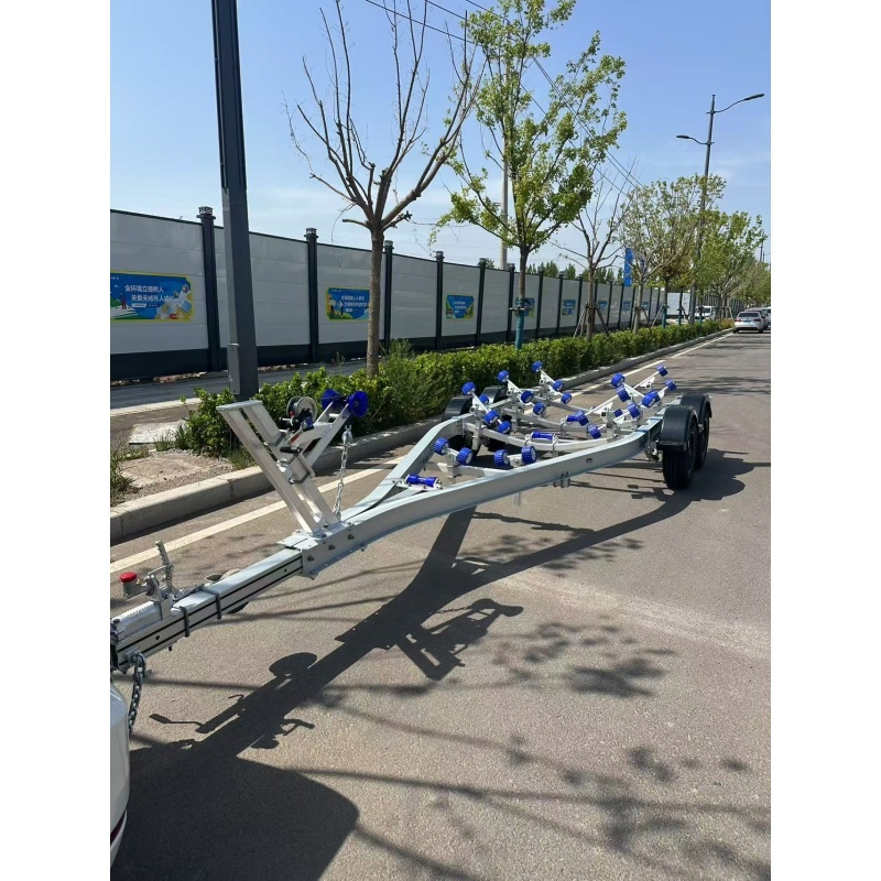 21FT Dual Axle Aluminum Boat Trailer Fishing Boats Trailer with Wobbly Roller and Hydraulic Brakes