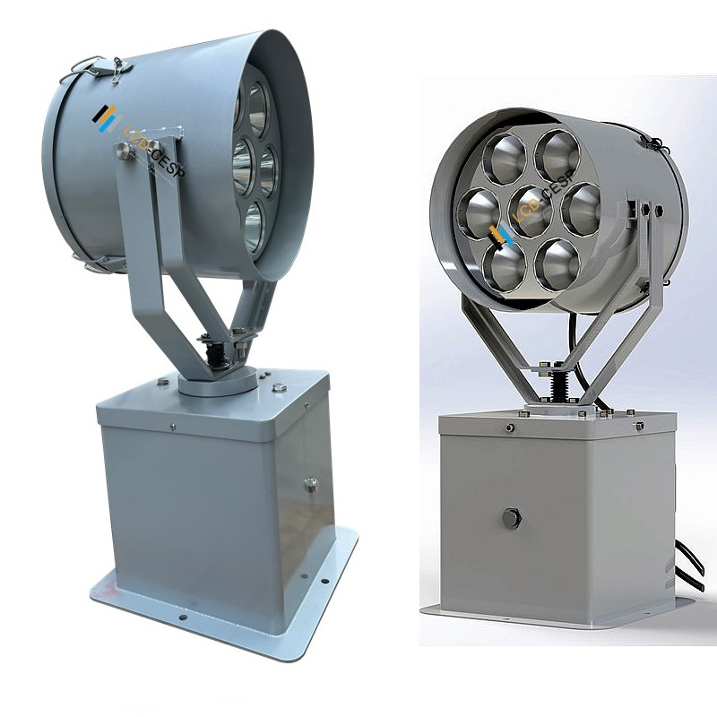 80-350W High-Output Marine Ship LED Spotlight 2deg Focused Beam Angle 1500-6000 Meters Illumination Searchlight IP66/IP67 &IP69K Ribs &amp; Inflatable Boats