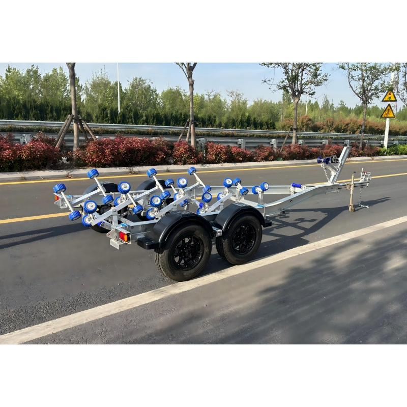 19 FT Aluminum Boat Trailer with Single Axle Wobbly Rollers