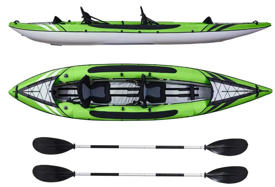 Inflatable Canoe for 2 People Thickened Green Outdoor Water Rafting Challenger