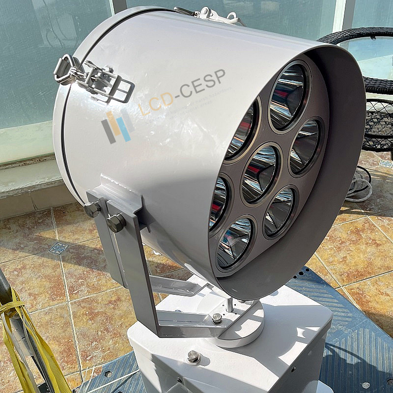 360 Degree Rotating Remote Control 80W-350W 2° Narrow Spot 6000m Long Range LED Searchlight for Marine Sea Search Rescue Highpower Boat 230VAC 24VDC