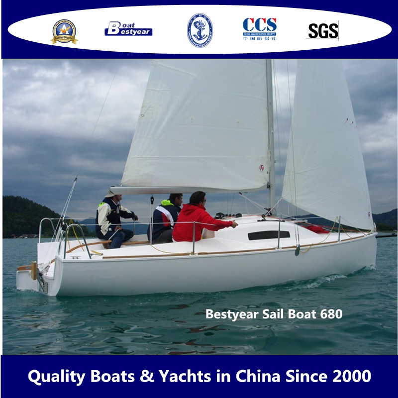 Bestyear 6.8m Fiberglass Sport Sail Boat for 10 People