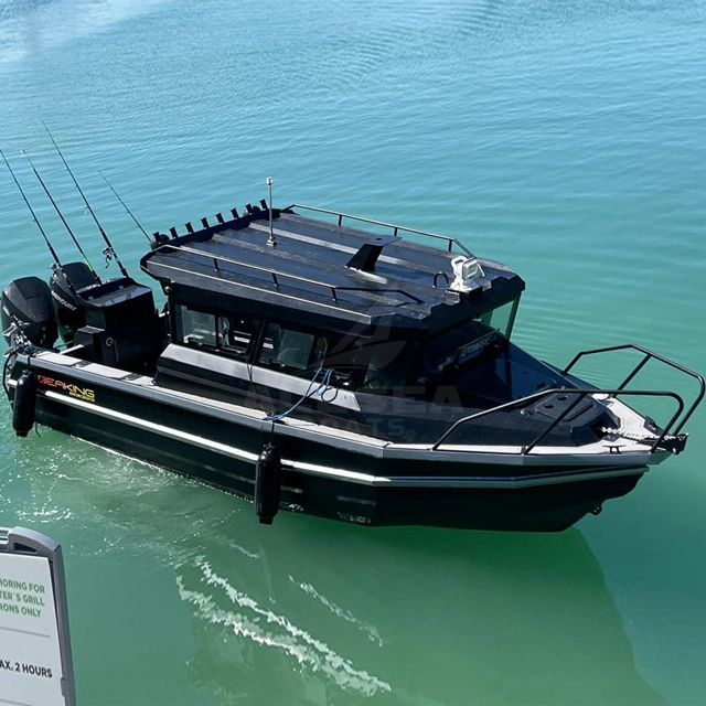 CE Approved 7.5m 24.6FT All-Welded Full Cabin Aluminum/Aluminium Pontoon Speed Fishing Boat