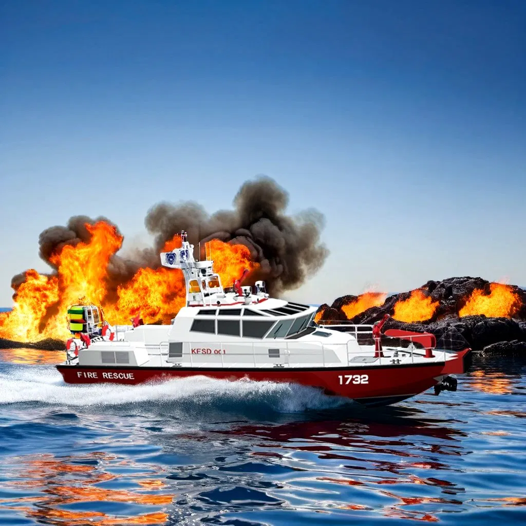 17m High Speed Fiberglass / Aluminium Fire Fighting and Rescue Work Boat for Sale