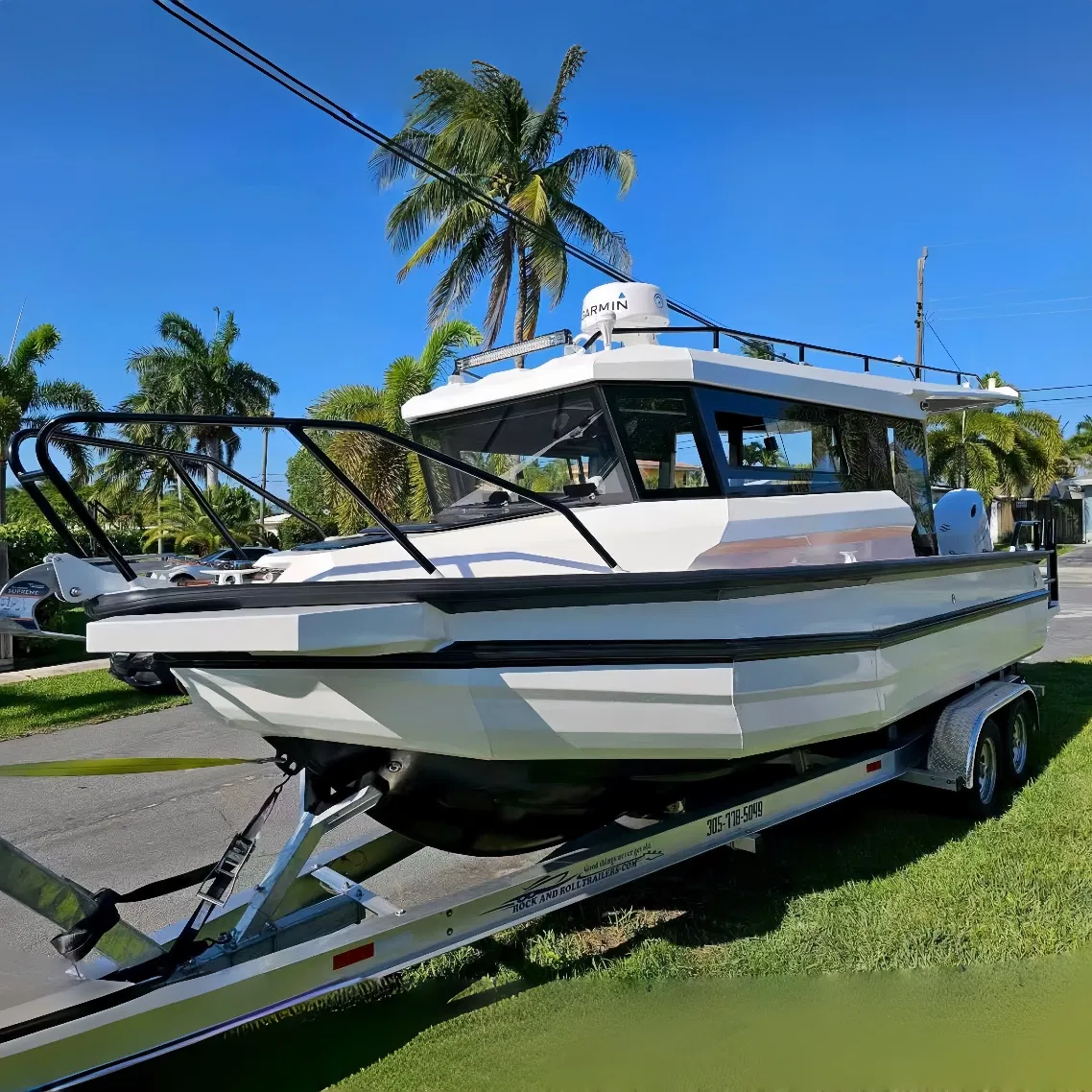 Hot Sale New 7.5m 25FT Easycraft XL Yacht with Enclosed Cabin Pontoon Hull Top Speed Sport Ships Outboard Motor Engine Aluminium Offshore Fishing Boat for Sale