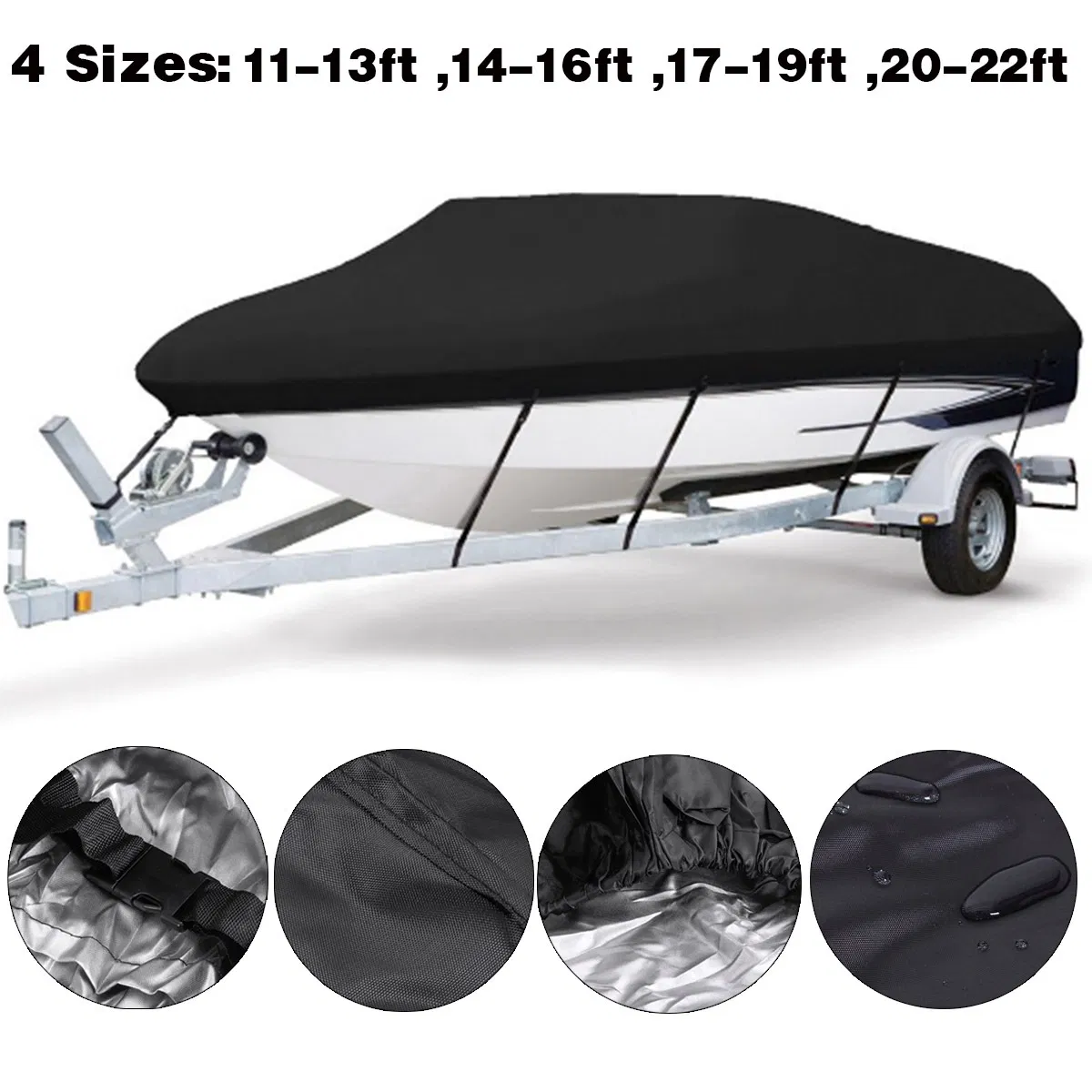 Amazon Hot Sell 210d Waterproof Boat Cover Speedboat Cover