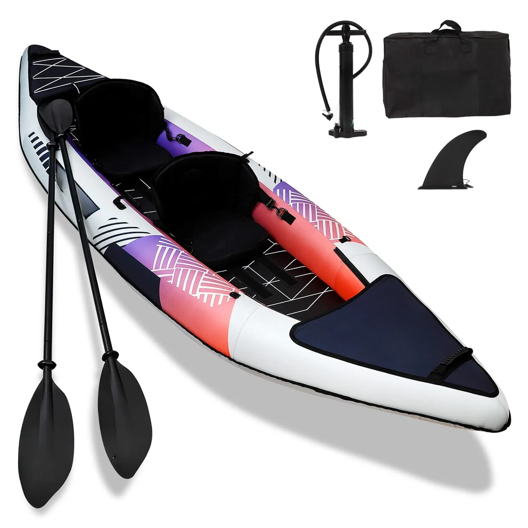 Inflatable Drop Stitch Kayak for Two Fishing Canoe with Paddle