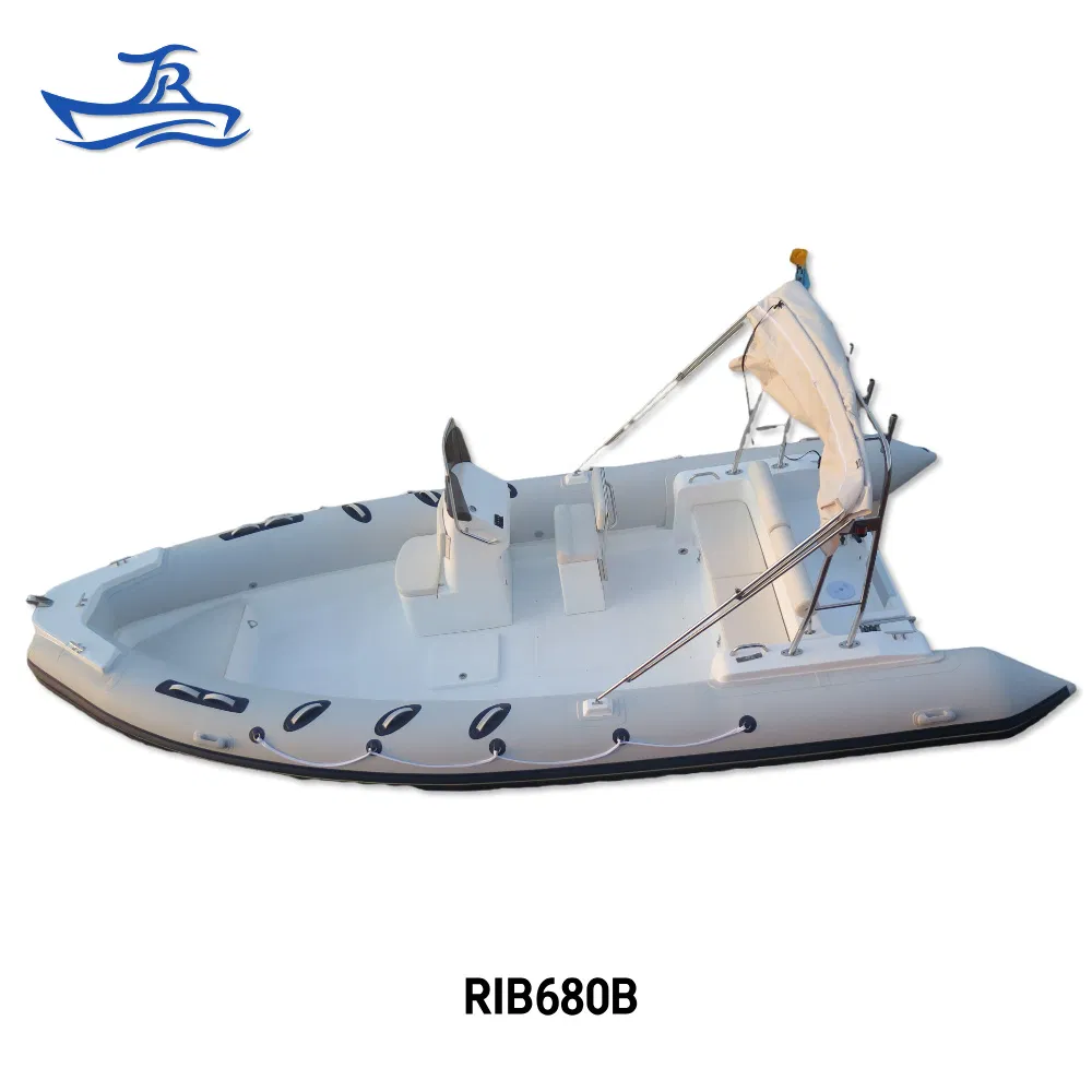 China Custom 23FT 6.8m Yacht Lightweight Motor Rigid Fiberglass Inflatable Bass Fishing and Rescue Boat 680 Rib Sport Boat
