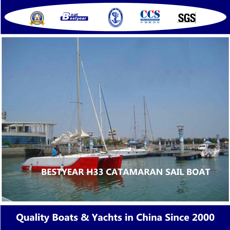 Bestyear 11m 33FT Fiberglass Catamaran Sail Boat H33 Passenger Transportation for 30 People