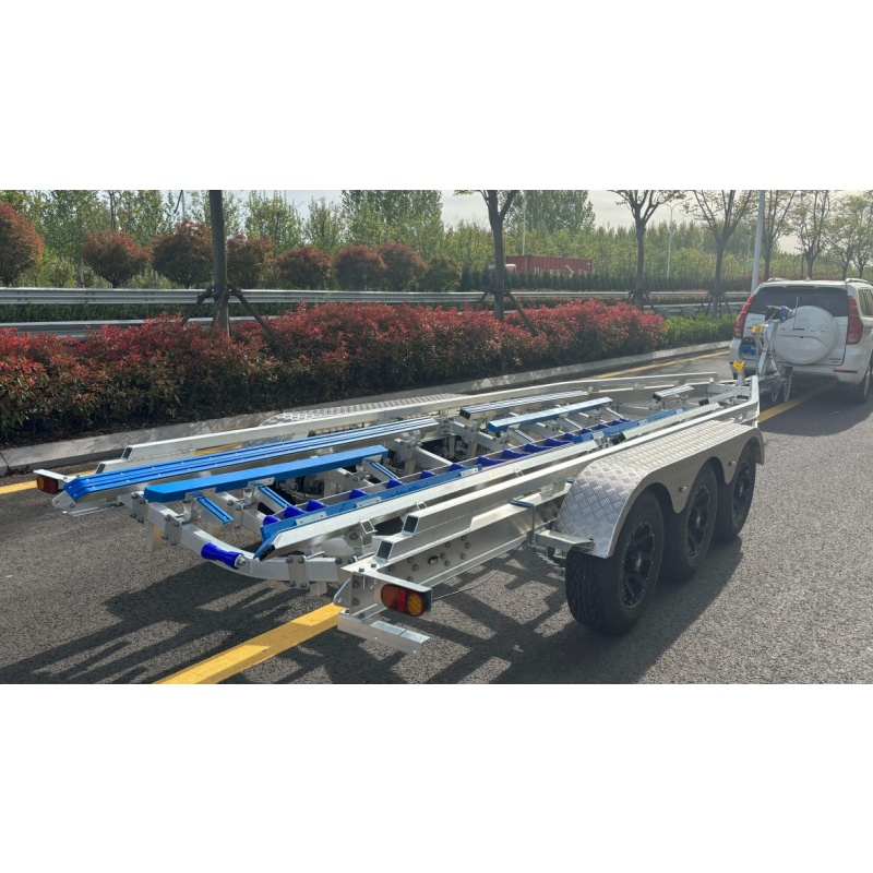 9.2m Tri-Axle Aluminum Boat-Trailer Poly Bunks Hydraulic Brake Factory Price