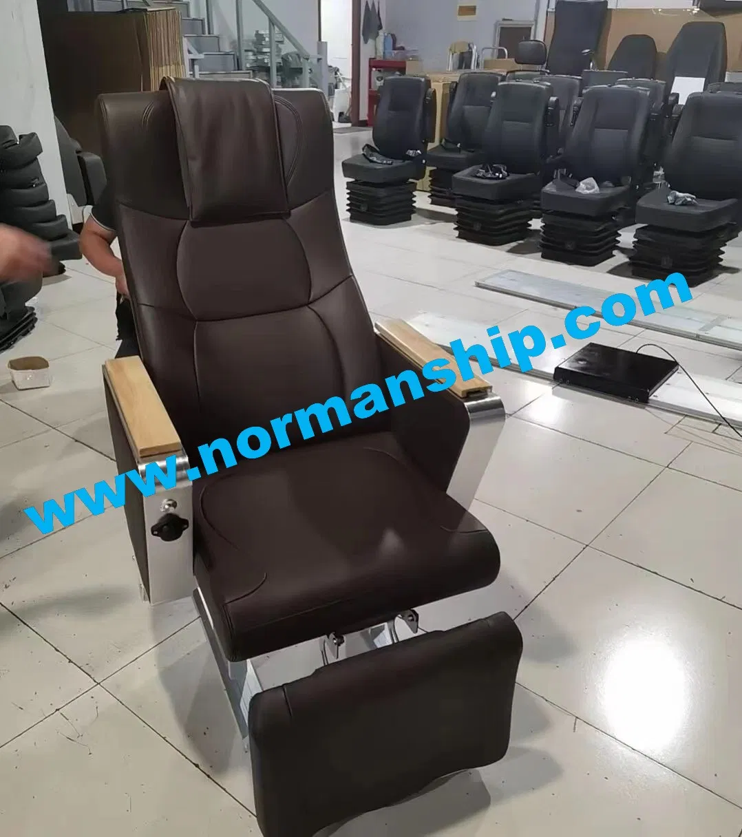 Marine Boat Customized Upholstered PVC Aluminum Alloy Luxury Ferry Passenger Seat Chair with Leg Rest Food Tray for Passenger Ship